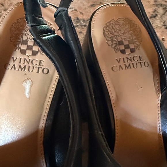 Vince Camuto VP Salaweigh Black Leather Slingback block Heels size 10 - Picture 6 of 10